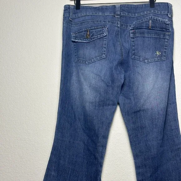 Y2K Southpole Flared Womens 13 Jeans Denim Bootcut Fit Light Blue Wash Western - Picture 6 of 16